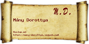 Mány Dorottya névjegykártya